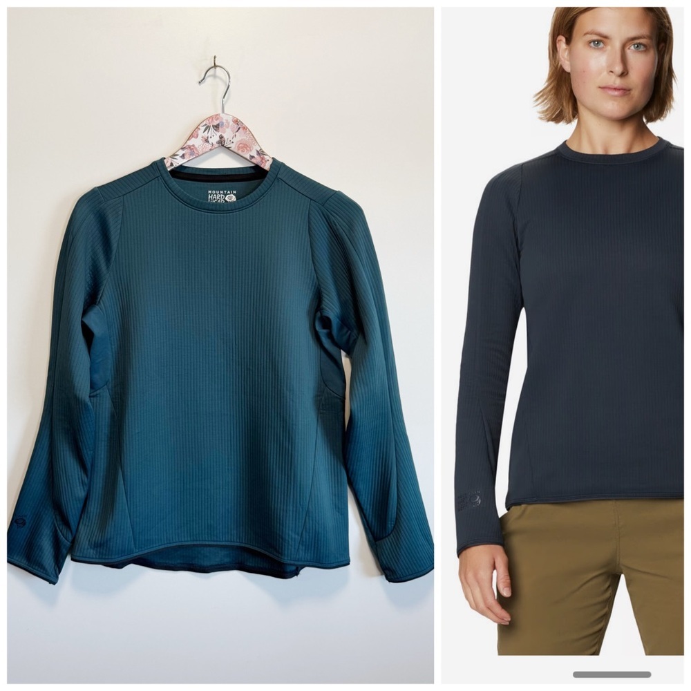 MOUNTAIN HARDWEAR Cruxland Teal Blue Long Sleeve Women’s Top Small Ribbed